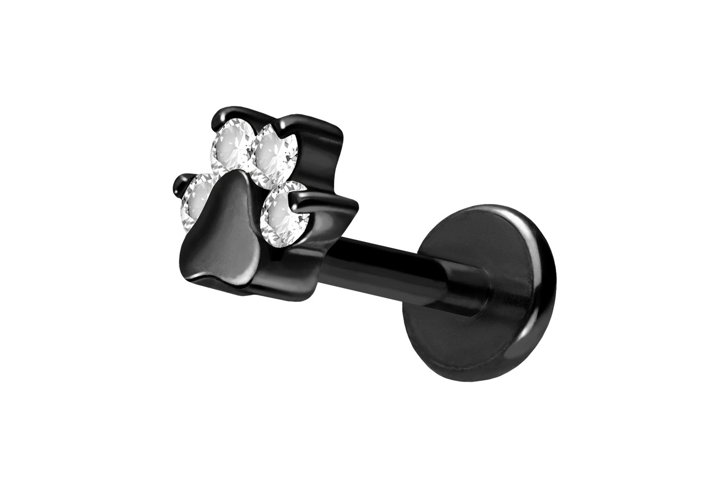 Titan Labret Piercing mit Push Fit KRISTALLPFOTE